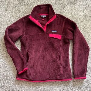 Patagonia Women's Plum Fleece Snap Pullover with Pink Trim